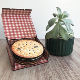 Conjunto 6 Porta Copos com Caixa Mdf Descanso para Copos de Mesa Bolacha Maria - 6