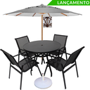 Ver imagem 1 de Jogo de Mesa 4 Cadeiras Alumínio para Piscina e Jardim
