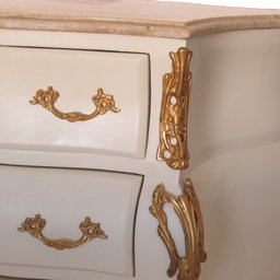 Cômoda Clássica Laqueada com 3 Gavetas com Tampo em Mármore - 72x76x45cm Prime Home Decor 38036 - 3