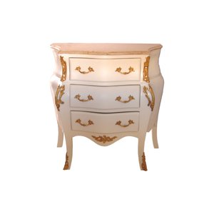Cômoda Clássica Laqueada com 3 Gavetas com Tampo em Mármore - 72x76x45cm Prime Home Decor 38036