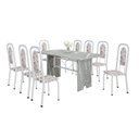 Ver imagem 2 de Conjunto Sala de Jantar com 8 Cadeiras Lara Branco/Arabesco