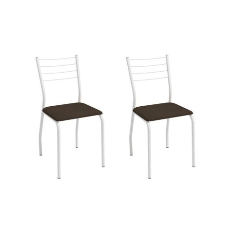 Cadeira Sala de Jantar Malta 2c140br Aço Kit 2 Un Branco/suede Capuccino - Kappesberg