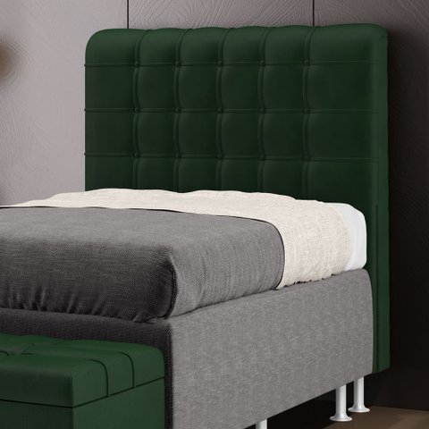 Cabeceira Rana 90 Para Cama de Solteiro Suede Verde Aradecor