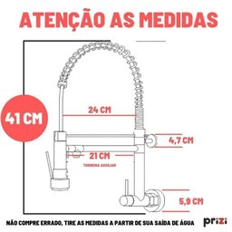 Torneira Gourmet Prizi Cheff Black Parede com Spray - 3