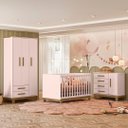 Ver imagem 2 de Quarto Infantil 3 Peças com Berço Q Encanto Slim Rosa - Qmovi