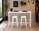 Ver imagem 2 de Mesa Jantar Aparador Bancada Alta Industrial 130x30cm Tampo Branco Pés Branco