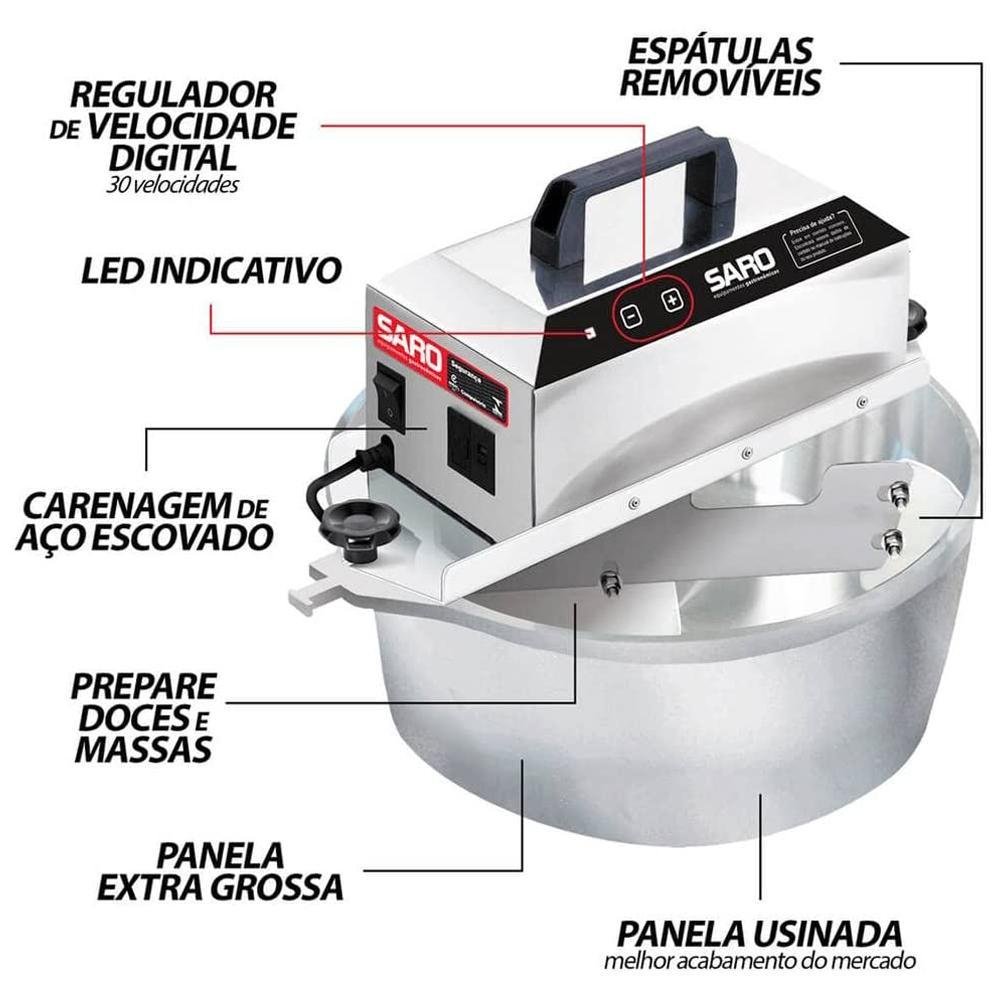 Misturador de Doces e Massas 4l Elétrica Saro Pa4r Bivolt - 2