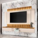 Ver imagem 2 de Painel Home Suspenso 2.2 para TV até 70" Sala de Estar Illusion Off White/Cinamomo G26 - HB Móveis