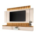 Ver imagem 1 de Painel Home Suspenso 2.2 para TV até 70" Sala de Estar Illusion Off White/Cinamomo G26 - HB Móveis