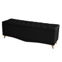 Ver imagem 4 de Kit Estrela Cabeceira de Cama Painel e Calçadeira Baú Botão Cristal King 195 Cm Suede Preto Eli Móve