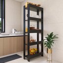 Ver imagem 4 de Armário de Cozinha com 3 Prateleiras e Sapatas Plásticas Nos Pés - Preto