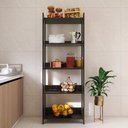 Ver imagem 1 de Armário de Cozinha com 3 Prateleiras e Sapatas Plásticas Nos Pés - Preto