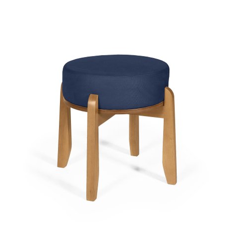 Puff Estofado Vira Mesa Redondo New Liz em Madeira Azul - Straub Web