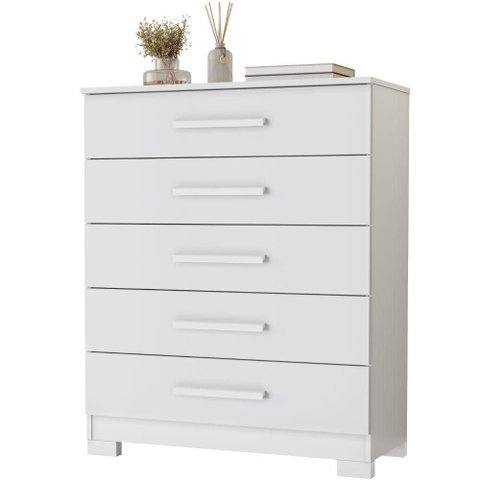 Cômoda Cristina Branco 5 Gavetas Jcm Movelaria