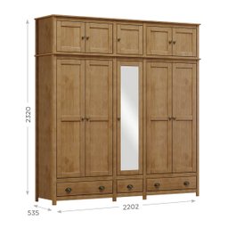 Guarda-roupa Casal 10 Portas 3 Gavetas Topázio Freijó Madeira Pinus - Finestra - 5