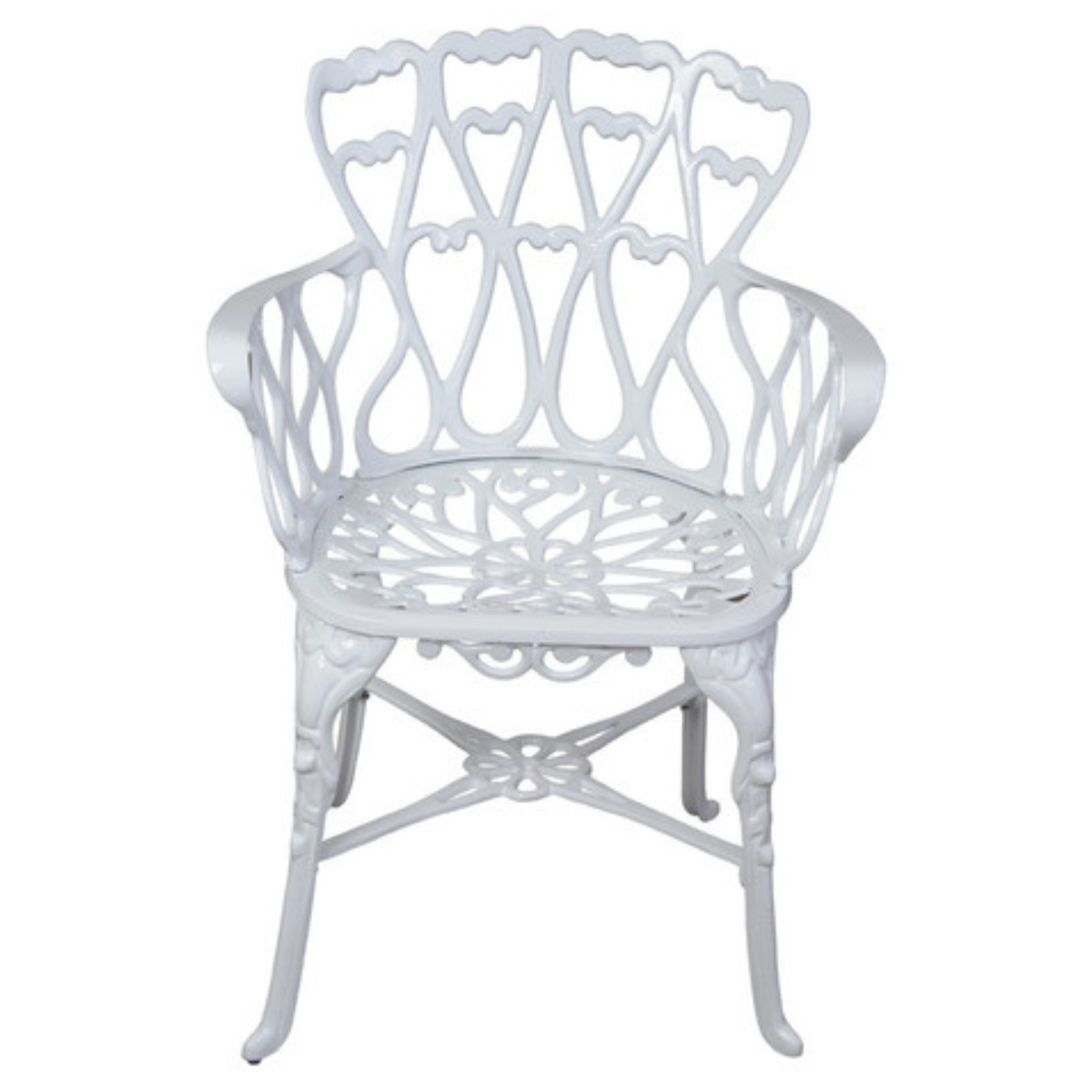 Conjunto de Mesa para Jardim Modelo Viena 4 Cadeiras Aluminio Fundido Branca - 3