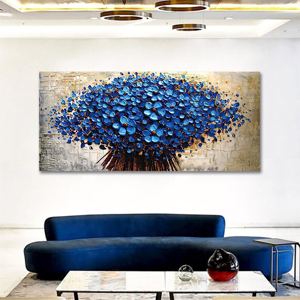 Quadro Decorativo Floral Pintura, Tela em Canvas ideal para  Sala, Quarto e Hall  (100x70 cm) - 2