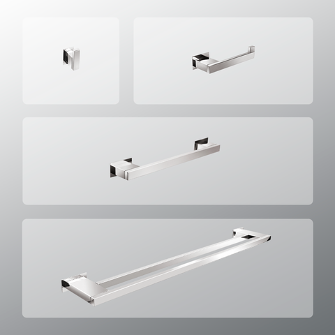 Kit Acessórios para Banheiros 4 Peças Inox - Kromus KITRT4A