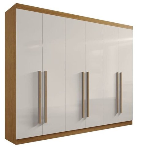Guarda Roupa Casal 6 Portas 6 Gavetas - Da Vinci Plus-Cinamomo/Off White - Móveis D'Doro