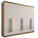 Ver imagem 1 de Guarda Roupa Casal 6 Portas 6 Gavetas - Da Vinci Plus-Cinamomo/Off White - Móveis D'Doro