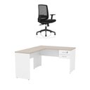 Ver imagem 3 de Mesa de Escritório em L 120x60cm com 2 Gavetas + Cadeira de Escritório Ergonômica Reclinável