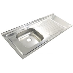 Pia Inox Fabrinox PSD1200E 120x52cm, cuba esquerda e furo para torneira
