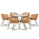 Ver imagem 1 de Mesa com 6 Cadeiras de Jantar Roma 120cm e Noronha em Alumínio Fendi Corda Náutica Estofado 13 Trama