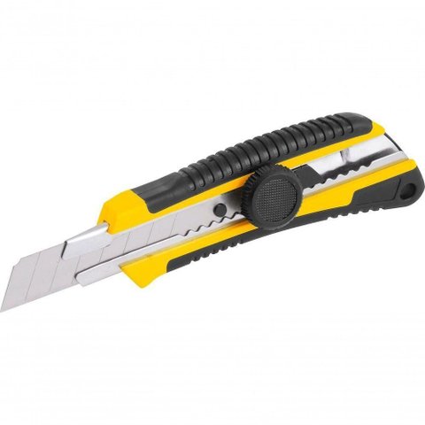 Estilete Largo 18mm Corpo Plástico Guia Metálica Botão P