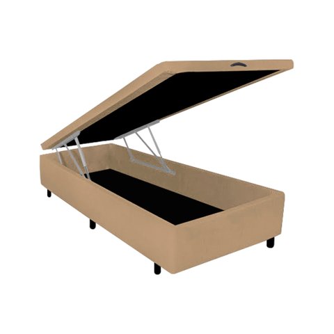 Base Cama Box Premium Solteiro Bau Multiuso Bege