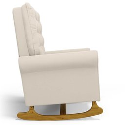Poltrona de Amamentação Balanço e Puff Base de Madeira Brenda G05 Veludo Creme - Mpozenato - 4