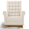 Poltrona de Amamentação Balanço e Puff Base de Madeira Brenda G05 Veludo Creme - Mpozenato - 6