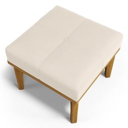 Poltrona de Amamentação Balanço e Puff Base de Madeira Brenda G05 Veludo Creme - Mpozenato - 10