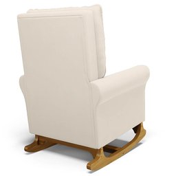 Poltrona de Amamentação Balanço e Puff Base de Madeira Brenda G05 Veludo Creme - Mpozenato - 5