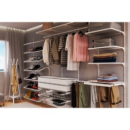 Kit 3 Cabideiros Para Closet 90cm Encaixe Trilho Cremalheira COR:BRANCO - 5