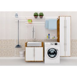 Kit 3 Cabideiros Para Closet 90cm Encaixe Trilho Cremalheira COR:BRANCO - 6