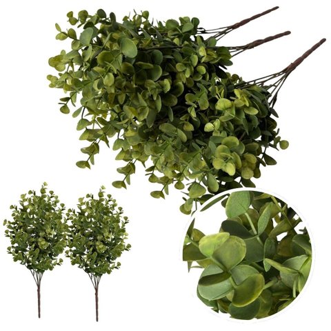 Kit 15 Buquês de Eucalipto Artificial 40cm com 6 Hastes – Folhagem Realista de Alta Qualidade