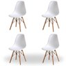 Conjunto 4 Cadeiras Eiffel Pés Madeira Maciça Urban Wood Elomio Branco - 1