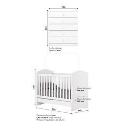 Quarto de Bebê Completo com Berço Mini Cama e Cômoda Faz de Conta Espresso Móveis - 3