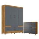 Ver imagem 1 de Guarda Roupa Casal Ms912 e Cômoda Georgia Freijó Cinza – Moval