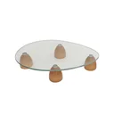 Ver imagem 1 de Centro de Mesa Decorativo Base Madeira Natural e Vidro P