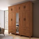 Ver imagem 2 de Guarda Roupa Casal 10 Portas com Espelho 195 Cm Madeira Macica Taeda 1145c Castanho Festra