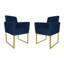 Ver imagem 2 de Kit 2 Poltronas Decorativa Pé Ferro Klara Suede Azul Marinho - Londrilar