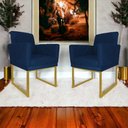 Ver imagem 1 de Kit 2 Poltronas Decorativa Pé Ferro Klara Suede Azul Marinho - Londrilar