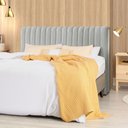 Ver imagem 1 de Cabeceira Cama Box Casal 1,40m Estofada Havai Veludo Cinza Claro