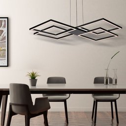 Lustre Pendente Perfil Led 96w Design Moderno Quarto Sala Escritório Bivolt Preto Luz Amarela 3000k - 2