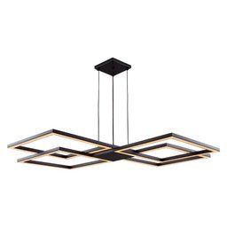 Lustre Pendente Perfil Led 96w Design Moderno Quarto Sala Escritório Bivolt Preto Luz Amarela 3000k - 1