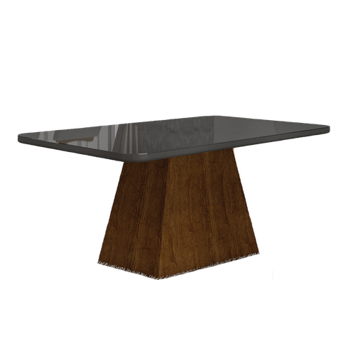 Mesa de Jantar Slim Retangular Tampo MDF/Vidro 120cm Pampulha New Moveis Leifer Braúna/Chumbo, Copo 