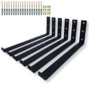 Ver imagem 1 de Kit 6 Suportes de Parede Cantoneira Tipo L Moderno Mão Francesa 30cm para Prateleira Preto