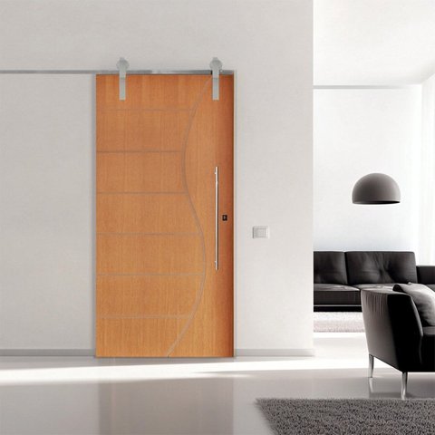 Porta Correr 12 Trilho Soft Aparente Puxador Tubo 60cm 120cm x 210cm Esquerdo Belíssima Rodam Branco