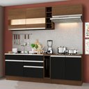 Ver imagem 1 de Armário de Cozinha Completa 220cm Rustic/Preto/Rustic Parma Madesa 02